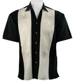 Bamboo Cay - Paneled Palm Leaves, Embroidered Men's Tropical Style Button Shirt