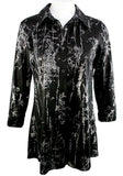 Boho Chic - Temptation, Long Sleeve Button Front & Back Silver Foiled Tunic Top