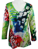 Impulse California - New Bright, 3/4 Sleeve Top with Subtle Rhinestone Accents