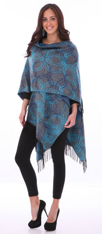 Parsley & Sage - Mandela teal colored French Cape in unique geometric pattern