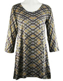 Nally & Millie - Crossed Stripes, Scoop Neck, 3/4 Sleeve, Knit Tunic