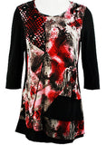 Creation - Illusions, 3/4 Sleeve Scoop Neck Geometric Print Tunic Top