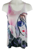 Chi Shee - Sunglasses, Sequin Accents Scoop Neck Sleeveless Print Tank Top