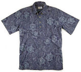 Reyn Spooner - Blueprint Floral, Classic Tropical Print Short Sleeve Men's Shirt