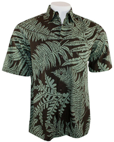 Kahala Sportswear - Ferns Hana, Broadcloth Cotton Short Sleeve Hawaiian Shirt