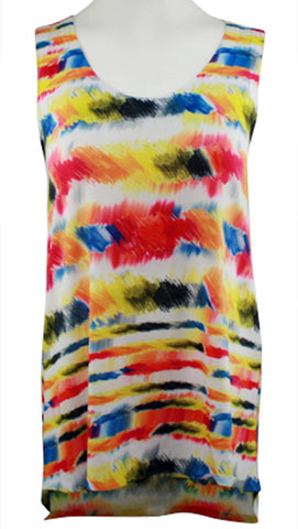 Nally & Millie - Color Strokes, Scoop Neck, Sleeveless Multi-Colored Tank Top