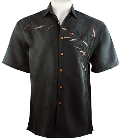 Bamboo Cay - Bamboos on the Loose, Tropical Style Embroidered Button Front Shirt