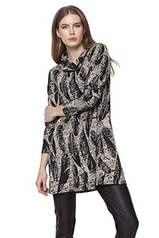 Isle Apparel - Domani, 3/4 Sleeve, Cowl Neck Women's Patterned Trendy Tunic Top