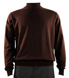 Bassiri Mock Neck, Full Cut, Long Sleeve. Knit Men's Brown Sweater