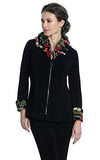 IC Collection Asian Style Jacket Oriental Floral Zip Front Double Layer Adjustable Collar