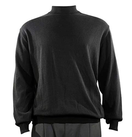 Bassiri Mock Neck, Full Cut, Long Sleeve. Knit Men's Black Sweater